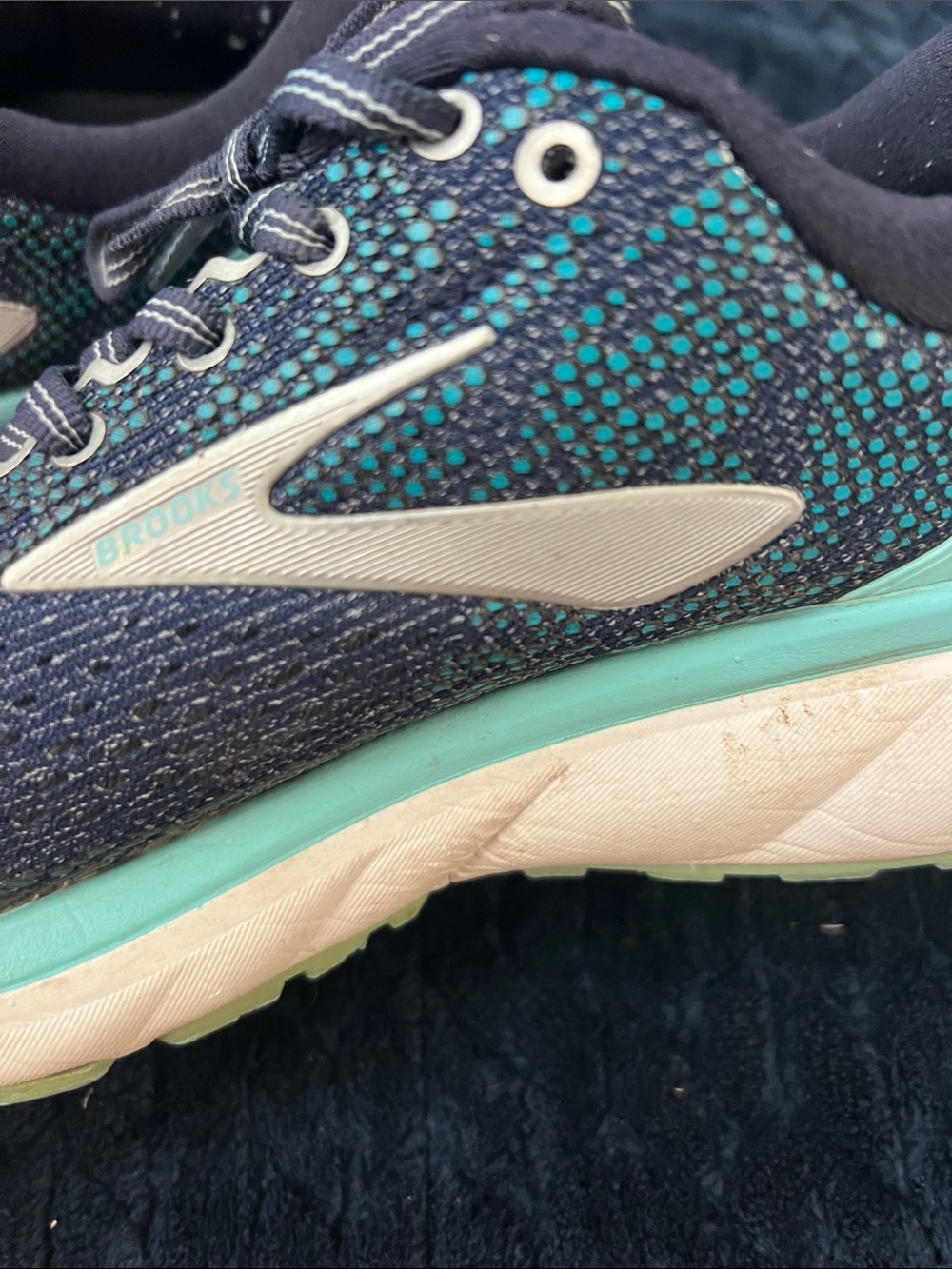 Brooks Women's Ghost Navy Running/Outdoor Shoes with Teal & Silver Accents 8.5 - Picture 7 of 12